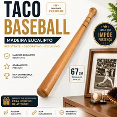 Taco de Baseball Madeira Maciça de Eucalipto Decorativo Premium