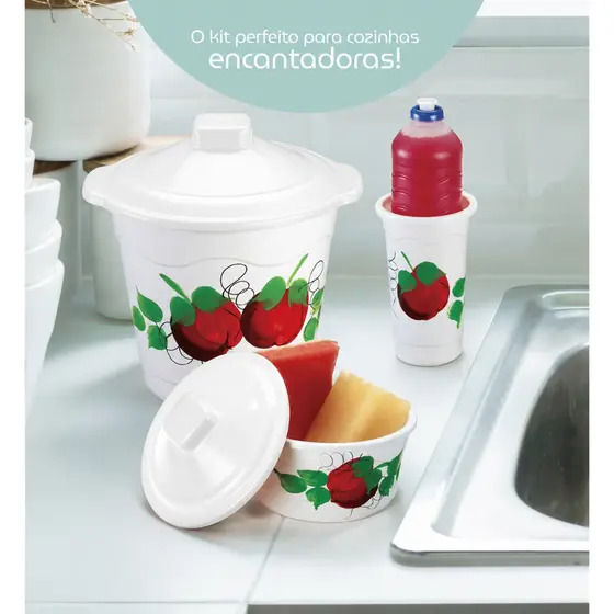 Super Kit de Limpeza 3 Peças | Jogo de Pia com Lixeira 2,7L Porta Detergente e Porta Sabão