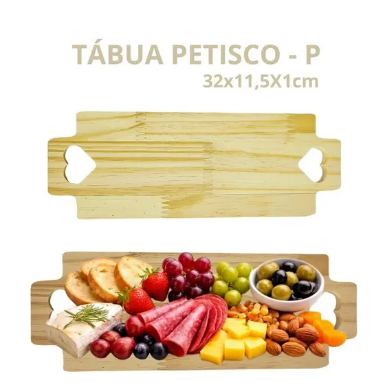 Tábua de Madeira com Alça de Coração 32cm para Frios, Queijos - Prática para Mesa Posta e Decoração