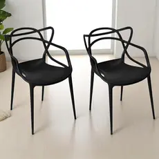 1,2 ou 4 Cadeiras Allegra Preta Empilhável Sala de Jantar