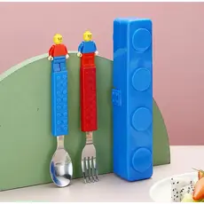Conjunto De Talheres Em Forma Fofo Garfo Para Crianças Kids Aço Inoxidável Aprenda A Comer De Mesa kit talher de Lego