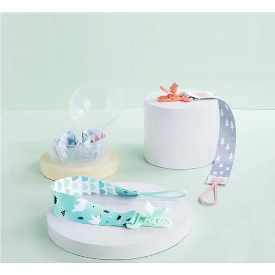 Prendedor de Chupeta Infantil com Presilha em Tecido Estampado Universal para Bebês clipe chupeta de bebe