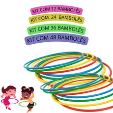 Bambolê multicoloridos 65cm kit 12,24,36,48,60 bambolês coloridos sortido brinquedo infantil