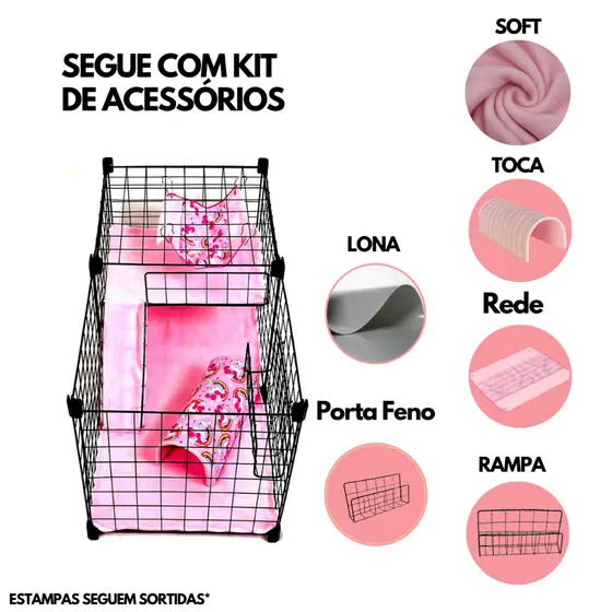 Cercadinho Completo Para Porquinho da ìndia com Acessórios Incluso Enxoval e Soft