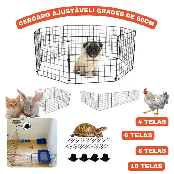 Cercado Para Cachorro Módulos 60x60 Cercadinho Pet Grade Tela Aramada