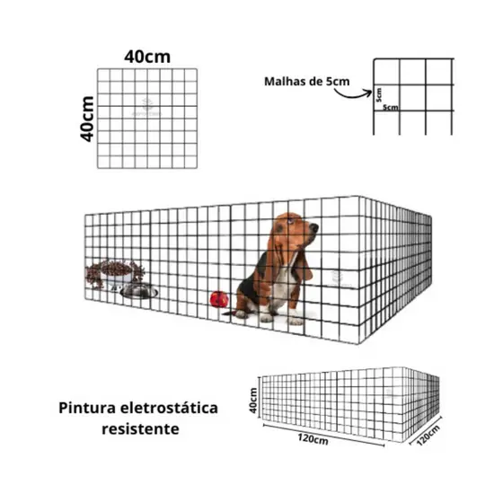 Cercado Casa Para Pet de Pequeno Porte Limitador de área em Tela aramada 40x40