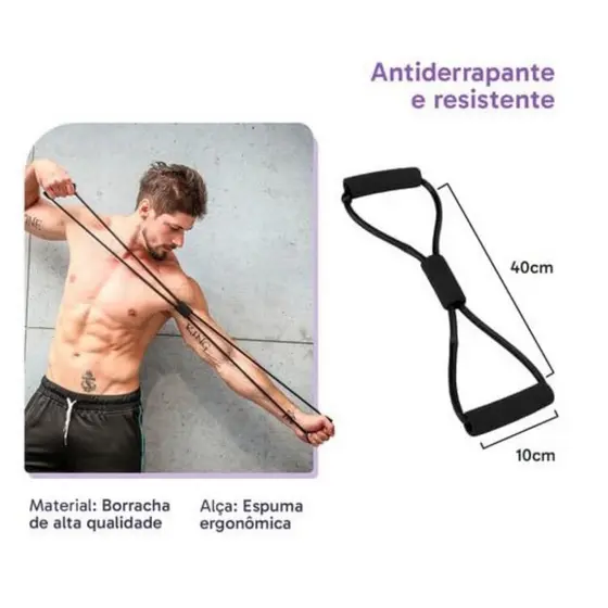 ELÁSTICO EXTENSOR FORMATO EM 8 COM ALÇA PARA MALHAR  ACADEMIA PILATES ALONGAMENTO