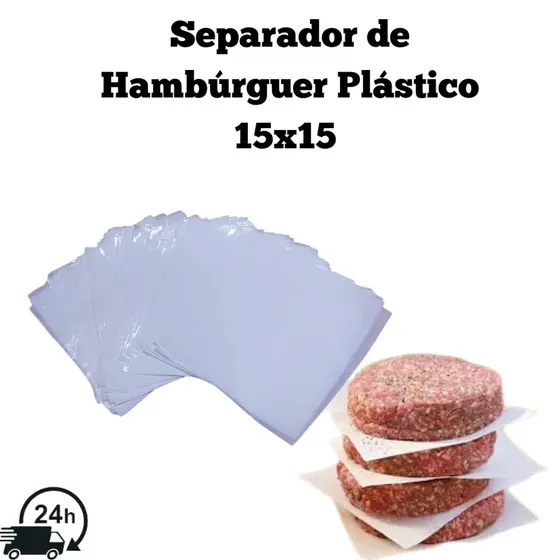Separador de Hambúrguer Plástico 15x15 - Resistente - 100 a 800 UN