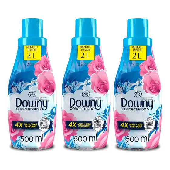 Kit 3 Amaciante de roupas Downy Concentrado Brisa de Verão 500ml Coisas de Casa Limpeza Lavanderia