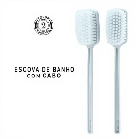 Kit 2 Escova para Banho Grande Cerdas Macias 40cm