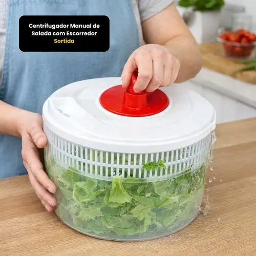 Centrifuga Secadora de Salada Manual Escorredor Cozinha Rapida Facil Limpeza Sortida