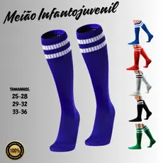 Kit com 2, 3 ou 4 Pares de Meião de Futebol Cano Alto Listras Meia Jogador Infantil Juvenil Esporte Treino Vôlei Corrida