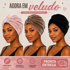 Touca Turbante Afro tipo touca fechada malha fresca, quimioterapia e indiano.