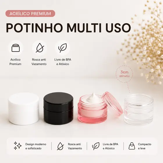 Pote De Acrílico 4g com tampinha rosqueavel ideal para Lembrancinhas, Glitter Brindes Amostras