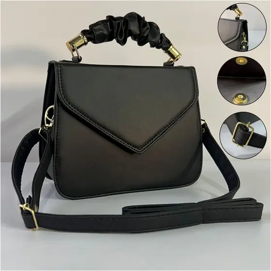 Bolsa feminina pequena transversal com alça de mão e ombro ajustável e removivel