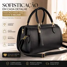 Bolsa Feminina Preta Luxuosa Estruturada Ideal para Todas Ocasiões