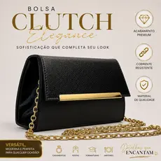 Bolsa Clutch Feminina Elegante Festa Casamento Formatura Corrente Dourada Luxo