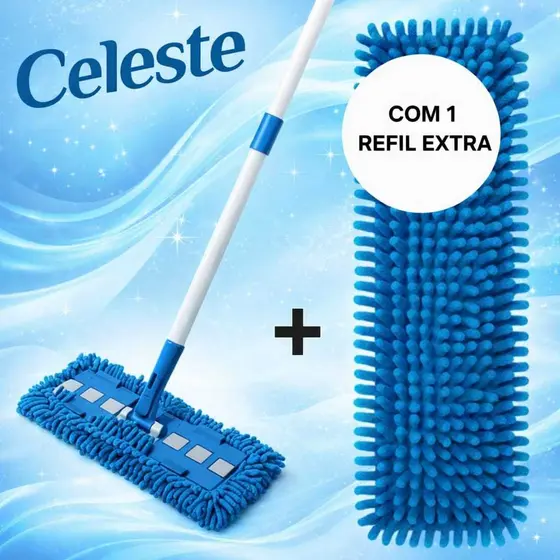 Rodo Vassoura  Pano 3 Em  1 Limpeza Cabo Extensor Em Microfibra Mop + 1  Refil Extra  Rodo de Limpeza Esfregão Chenille