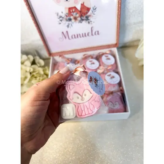 20/50 Lembrancinha de raposa com formato de sabonete para festa maternidade e chá