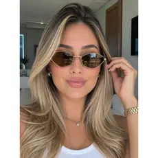 Óculos de Sol Feminino Pequeno Linha Prime Metal Dourado