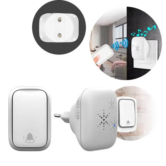 Campainha Residencial Sem Fio 150 Metros IP44 Resistente A Água  Com Volume Ajustável 0 A 150 dB