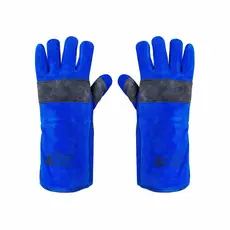 Luva de Soldador Alta Temperatura 300° Punho Longo Reforçada Vaqueta Raspa Boxer