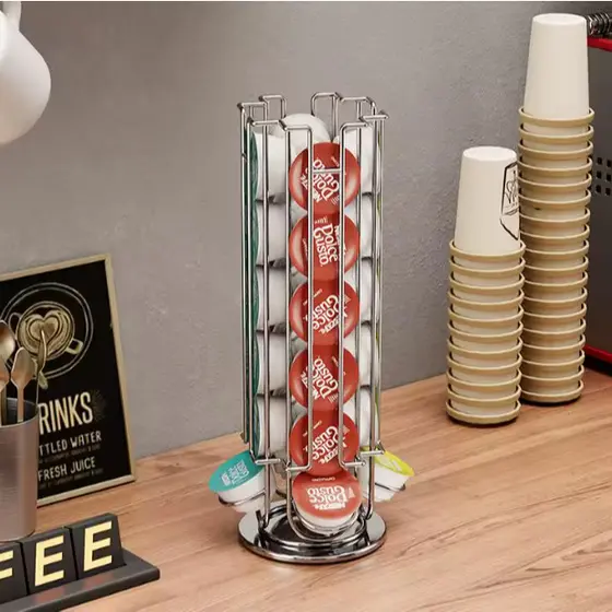 Suporte Giratório 360° ou Fixo para Cápsulas de Café – Organizador Inox para Capsulas