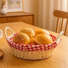 Cesta de Pão com Alça Tecido Lavável para Café da Manhã e Mesa Posta Decoração