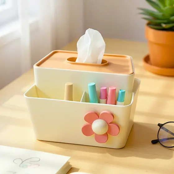 Porta Lenço Umedecido e Papel com Divisórias Multifuncional caixa Casa Escritório Decoração Bebe