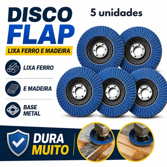 Kit 5 Disco Flap Lixa Ferro Madeira 4.1/2 grao 40 60 80 120