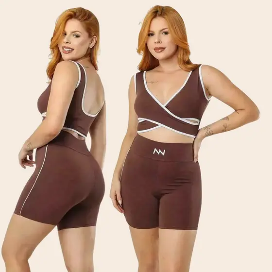Conjunto academia short e top fitness zero transparência