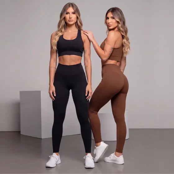 Conjunto Fitness Feminino Para Treino e Academia Top + Legging Zero Transparência Academia