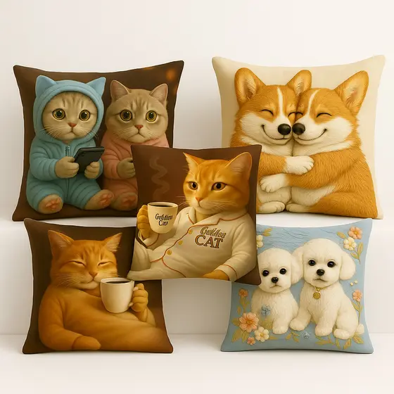 Capa de Almofada Estampa Gatinho Decoração Casa Sala Quarto
