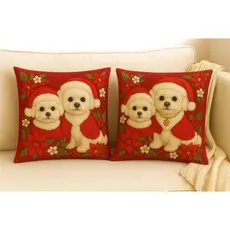 kit 2 capas de almofada cachorro, gato e flores decoração quarto sala 45x45 lançamento NATAL