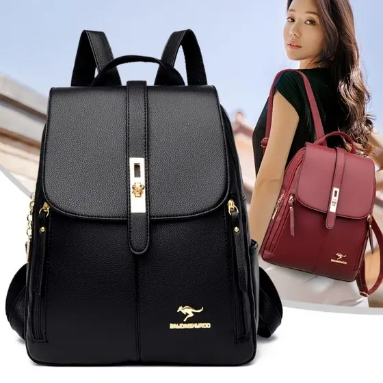 mochila De Costas Couro Social Feminina Elegante Reforçada Top canguru