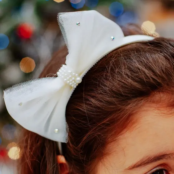 Tiara Infantil / Tiara infantil de Tule / Diadema Infantil / Tiara com Laço com Strass / Tiara em Pé