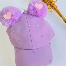 Boné infantil Coração com Pompom / Boné Personalizado Infantil / Boné com pompom / Boné de Luxo