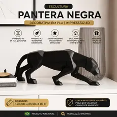 Escultura Pantera Negra Decorativa 3D em PLA | Estátua Moderna para Sala, Escritório e Home Decor