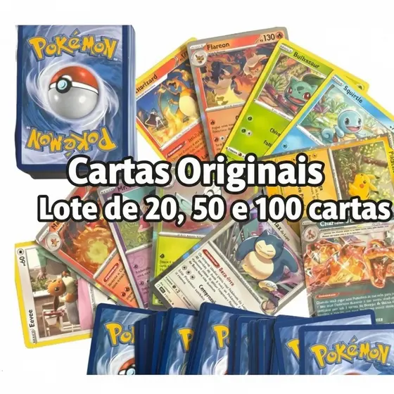 Kit de Cartas Pokémon TCG Originais com BRILHANTES COPAG Foil, Reverse Foil, Holografica, Brilhante