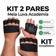 Kit 2 Pares Meia Luva Academia Antiderrapante Anticalos Fitness Musculaçã
