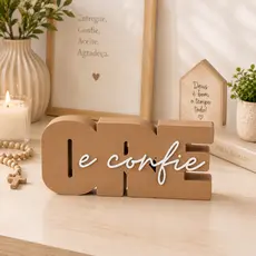 Letreiro Decorativa “Ore e Confie” Mensagem de Fé para Seu Lar Presente Religioso e Cristão enfeite