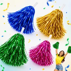 Kit Pompom Lider de Torcida até 4 pares PomPom de Torcida Pom Pom Metalizado