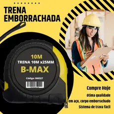 Trena Emborrachada 10 Metros Fita em Aço Alça em Silicone para Casa e construção Civil 10M