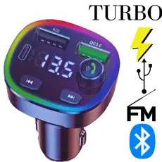 Carregador Veicular Turbo TRANSMISSOR FM BLUETOOTH 3.0 ÁUDIO MP3 PLAYER, QC3.0 RÁPIDO USB C