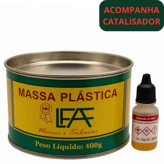 Massa Plástica Ica 400g / Branca / Cinza / Preta + Catalisador