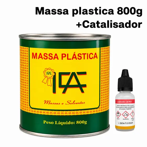 Massa Plástica Ica 400g ou 800g/ Branca / Cinza / Preta + Catalisador