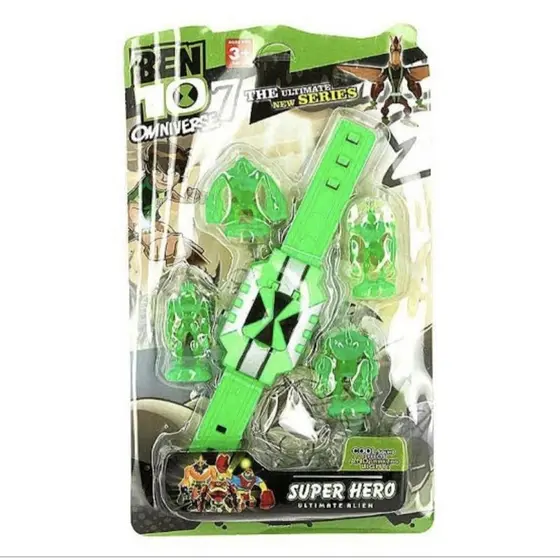 Relógio Ben 10 com 2 Bonecos Aliens que Brilham Brinquedo Infantil Omnitrix - Pronta Entrega!!!