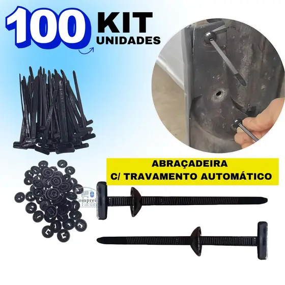 Kit 20/50/100 Abraçadeiras C/ Travamento Automático Fivela Universal De Nylon Carro