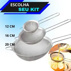 Peneiras 12 cm 16 cm ou 20 cm De Aço Inox Utensílios De Cozinha