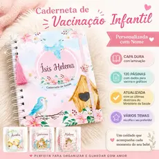 Caderneta de Vacinação Infantil Personalizada Menina Capa Dura 120 Páginas Atualizada